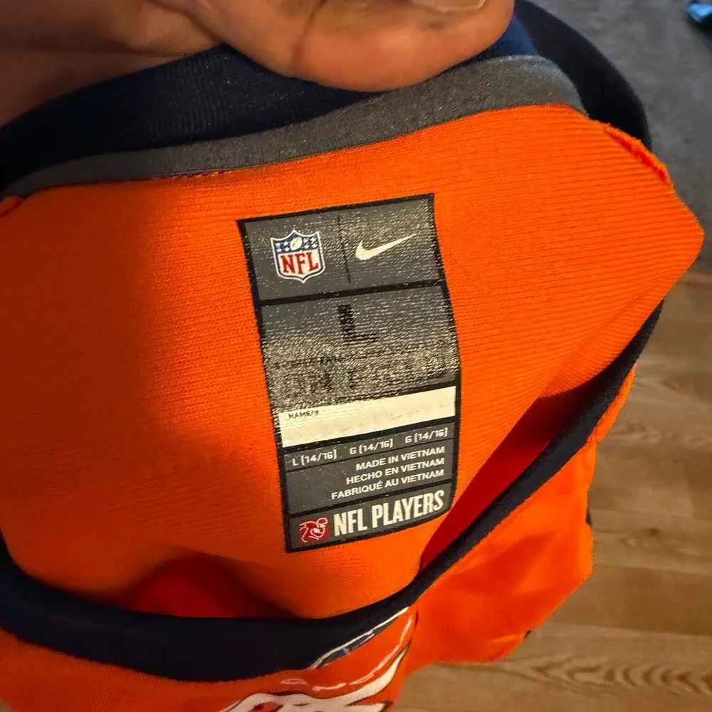 Nike Orange and Navy Broncos Kids Football Jersey #3